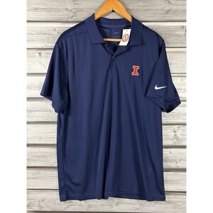 Nike Illinois Shirt Mens L Blue Short Sleeve Golf Team Polo NEW NWT